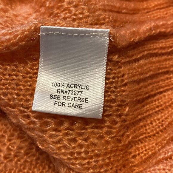 Sonoma Lightweight Orange Loose Knit Sweater V-neckline Cardigan Small  NWOT - Picture 7 of 8